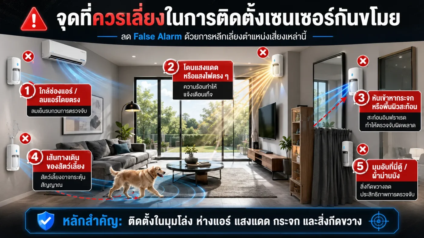 ติดตั้งเซนเซอร์กันขโมยตรงไหนดีที่สุด? จุดที่ควรติดและจุดที่ควรเลี่ยง