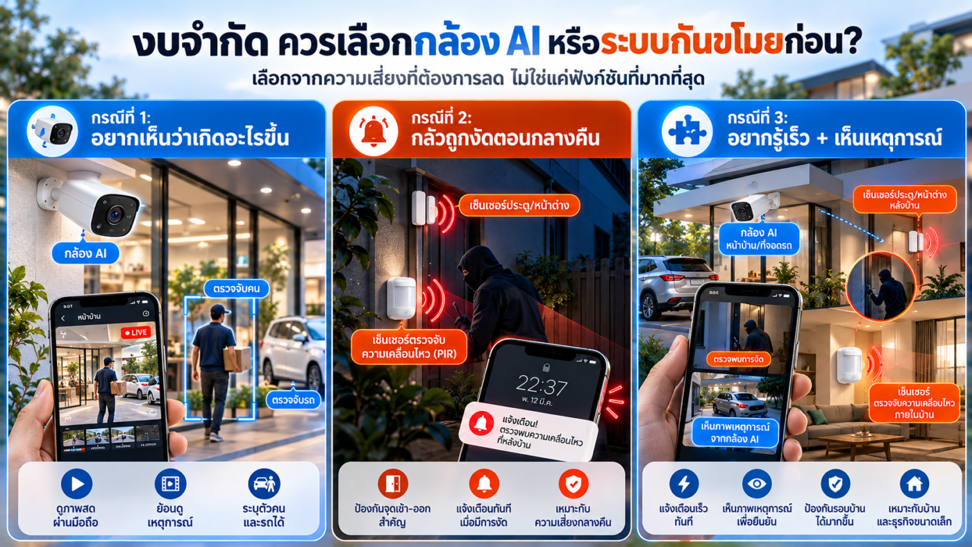 งบจำกัด ควรเลือกกล้อง AI หรือระบบกันขโมยก่อน?