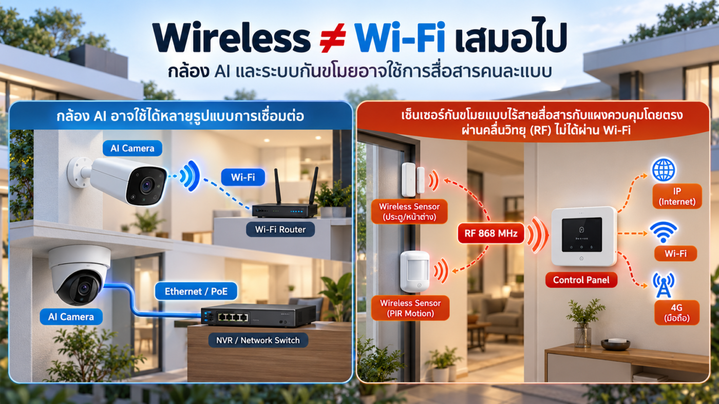 ความเชื่อที่ 3: ระบบกันขโมยไร้สาย (Wireless) ไม่ได้แปลว่าใช้ Wi-Fi เสมอไป